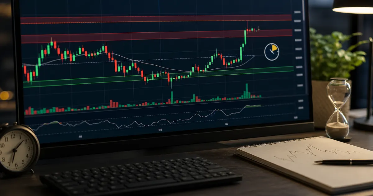 One minute Quotex strategy chart with support resistance and timer